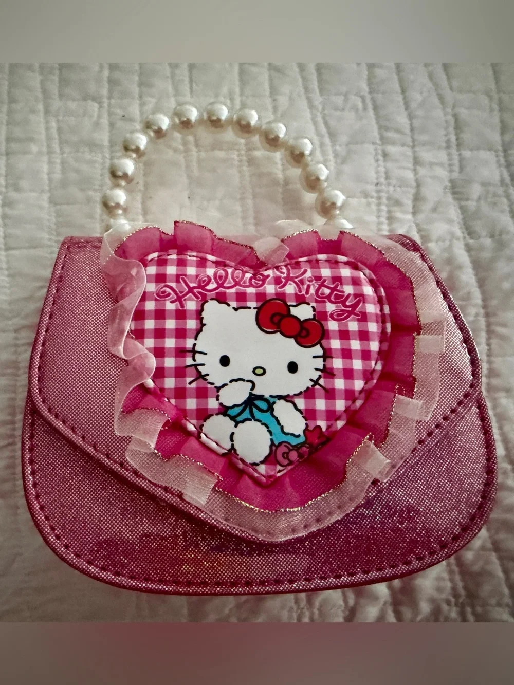 Little Girls Hello Kitty Adorable  Crossbody Handbag - Pink Glitter